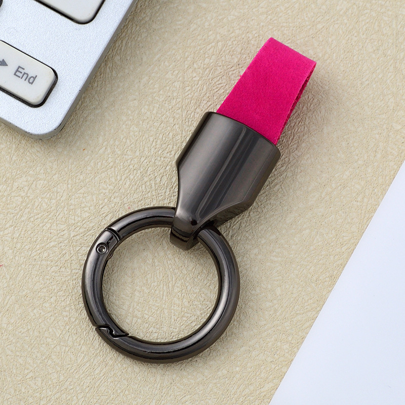 Frosted cowhide keychain pendant, car keychain ring, solid color leather keychai - Picture 48 of 64