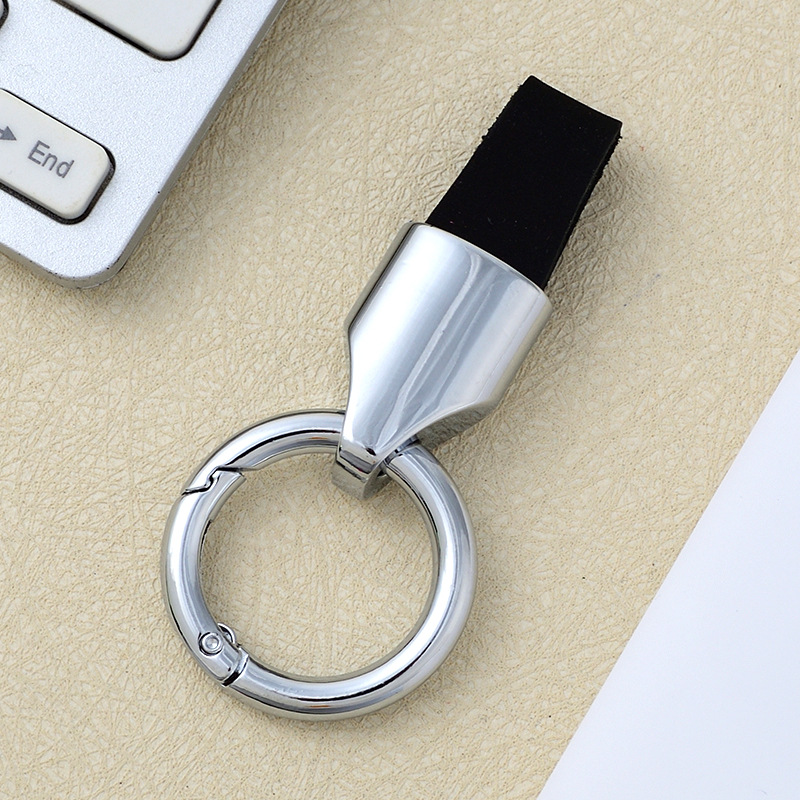 Frosted cowhide keychain pendant, car keychain ring, solid color leather keychai - Picture 49 of 64