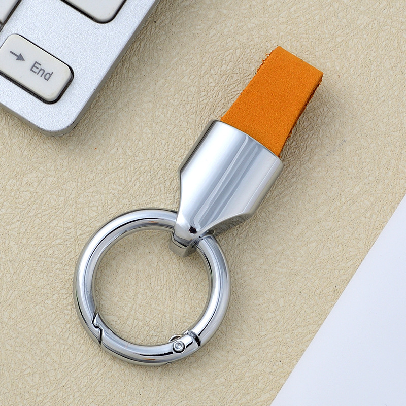 Frosted cowhide keychain pendant, car keychain ring, solid color leather keychai - Picture 50 of 64