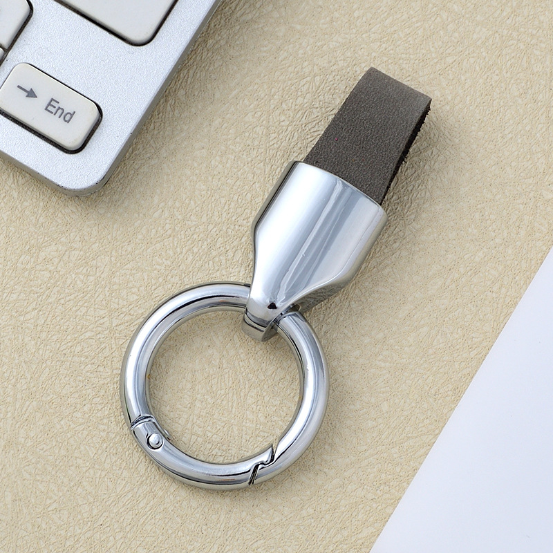 Frosted cowhide keychain pendant, car keychain ring, solid color leather keychai - Picture 51 of 64