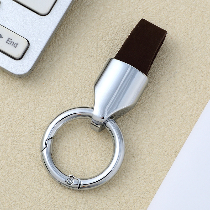 Frosted cowhide keychain pendant, car keychain ring, solid color leather keychai - Picture 55 of 64