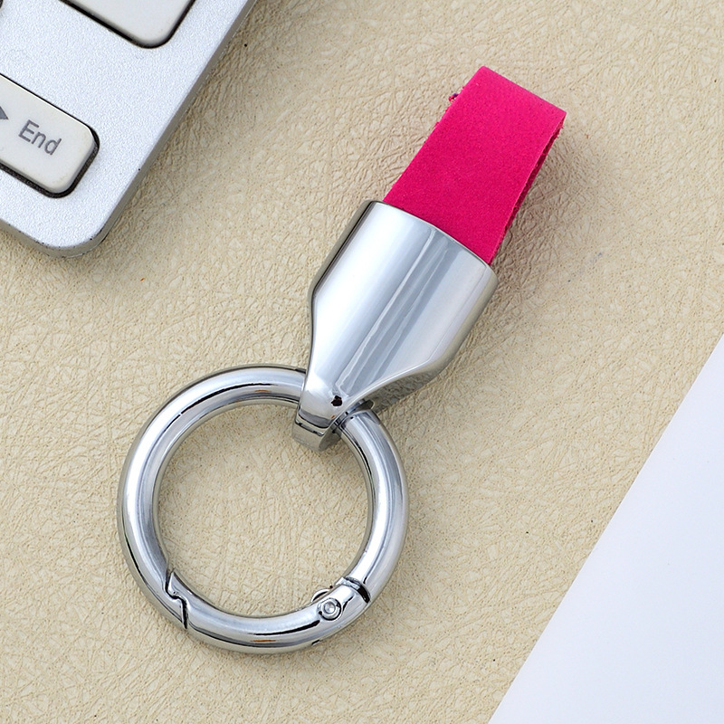 Frosted cowhide keychain pendant, car keychain ring, solid color leather keychai - Picture 56 of 64