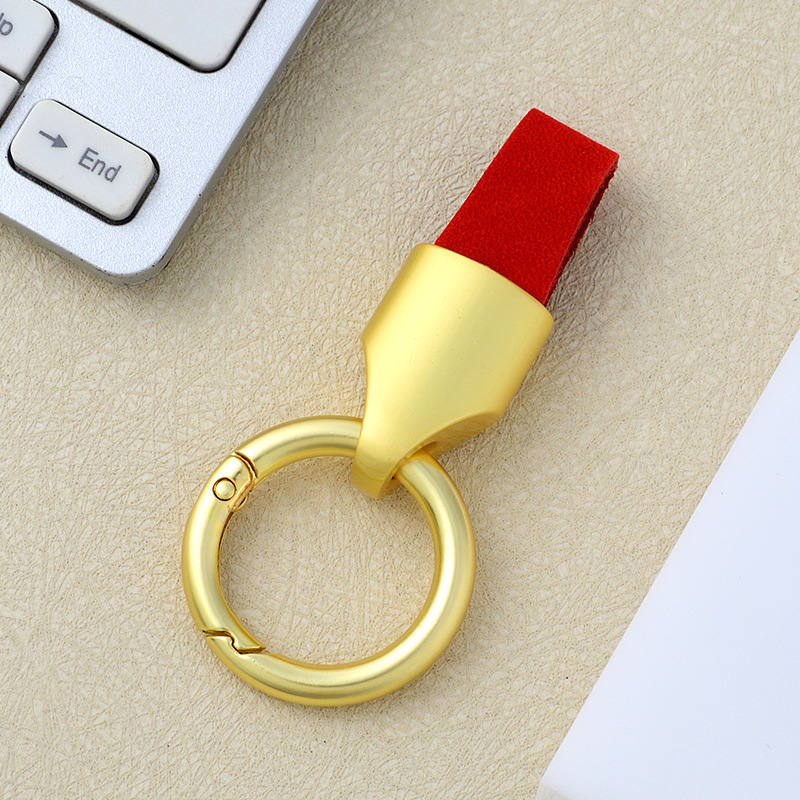 Frosted cowhide keychain pendant, car keychain ring, solid color leather keychai - Picture 60 of 64
