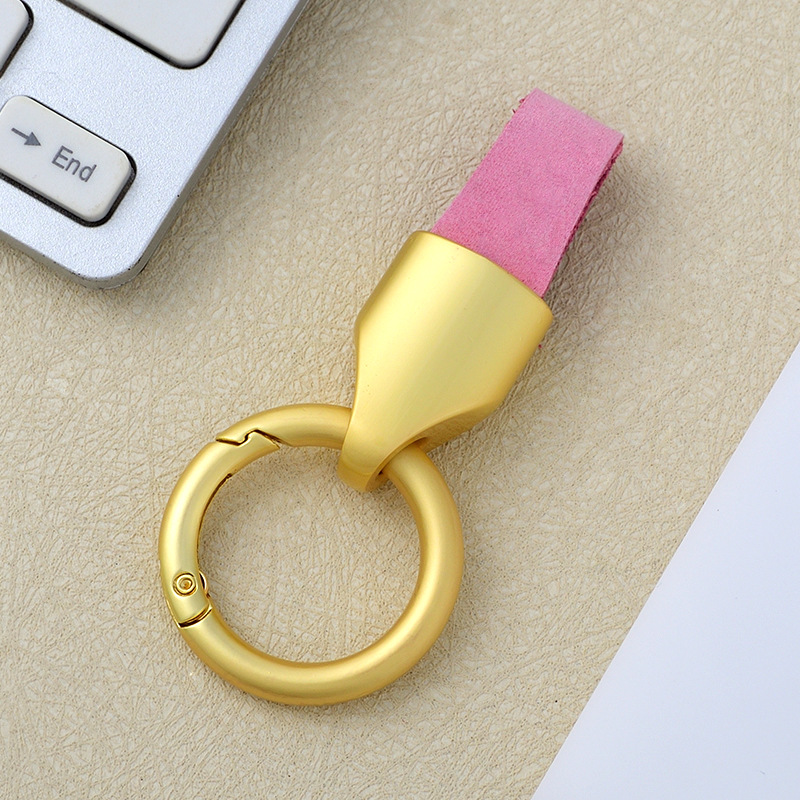 Frosted cowhide keychain pendant, car keychain ring, solid color leather keychai - Picture 61 of 64