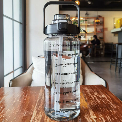 2L ✅ Water Bottle Sports ✅ Gym 2 Litre✅ Flask With Straw Time Marker✅ BPA Free