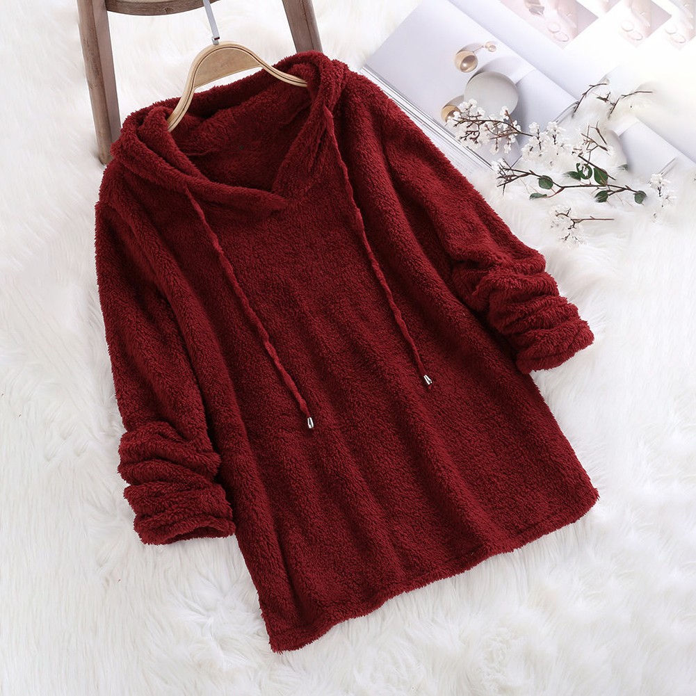 Plus Size Women Warm Fluffy Fleece Hoodie Jumper Soft Winter Pullover Sweatshirt - Picture 11 of 12