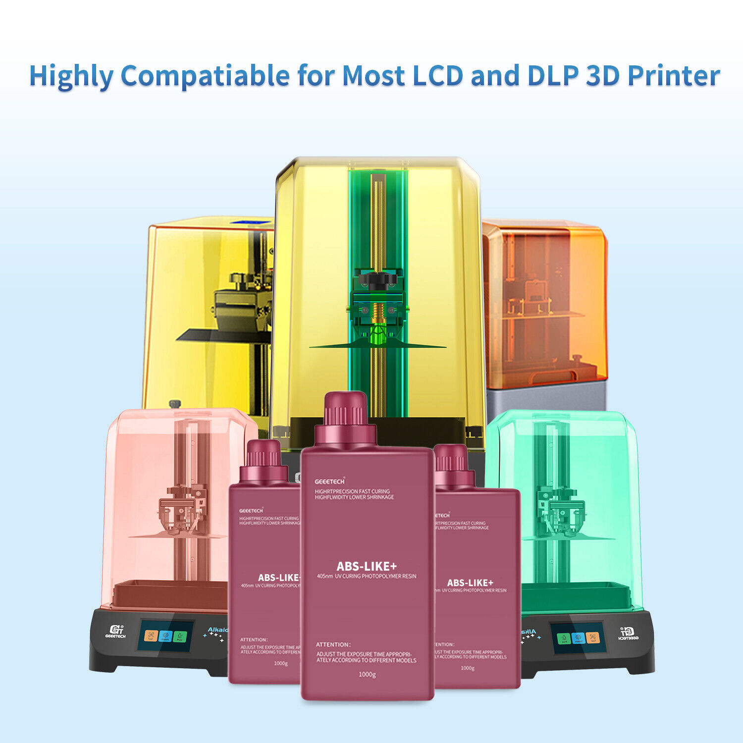 GEEETECH Resina simile all'ABS 1 KG/bottiglia 405 nm polimerizzazione UV per stampanti 3D LCD DLP resina - Foto 42 di 90