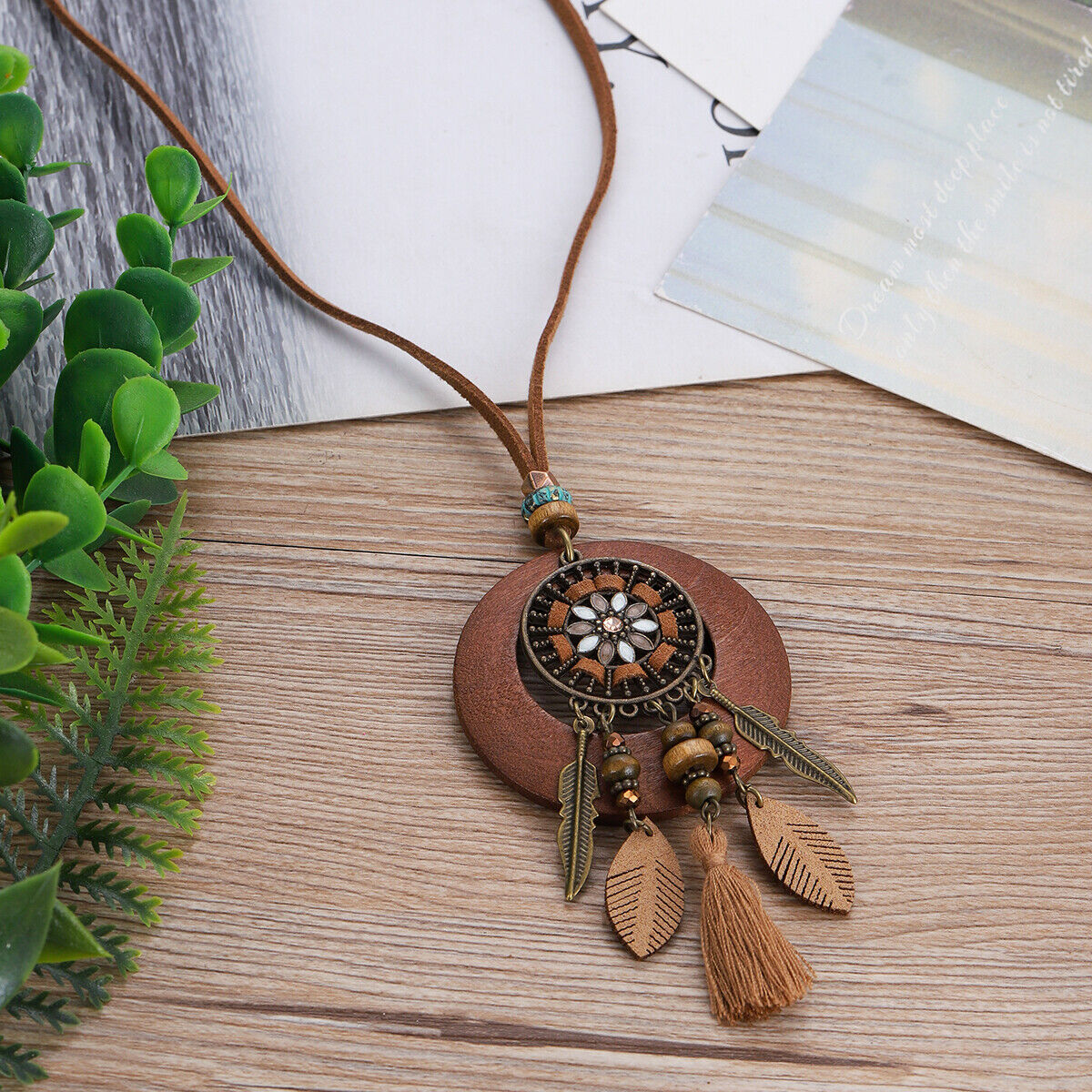 Vintage Ethnic Style Long Women Necklace Metal Chain Wheel Tassel Necklace Gift - Picture 9 of 20