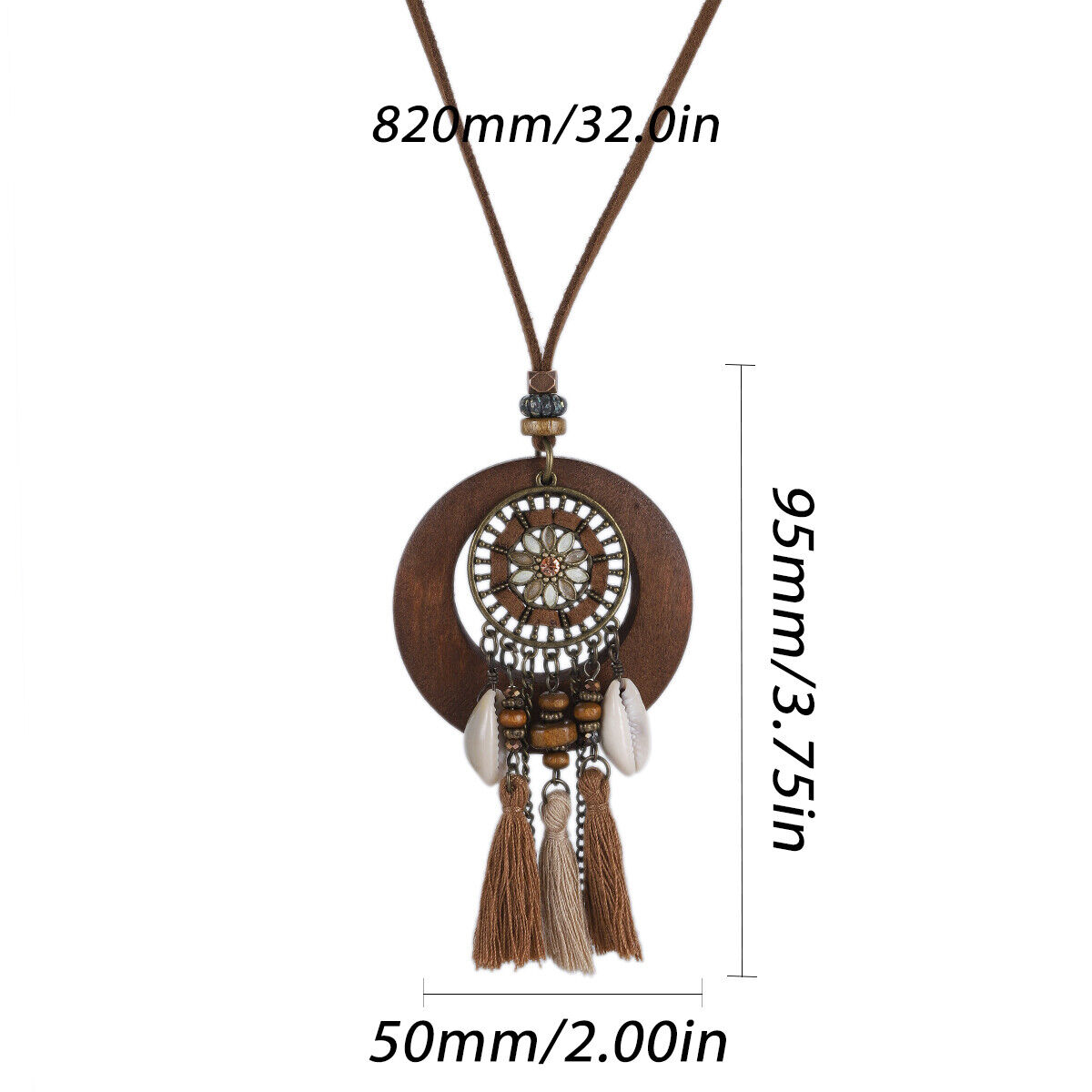 Vintage Ethnic Style Long Women Necklace Metal Chain Wheel Tassel Necklace Gift - Picture 14 of 20
