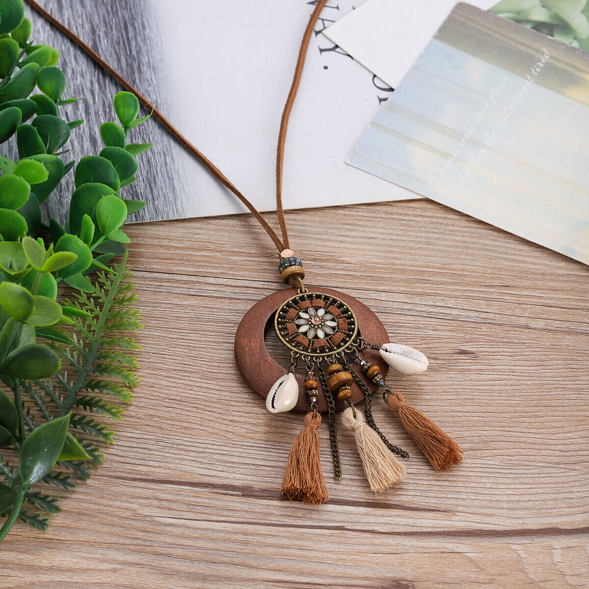 Vintage Ethnic Style Long Women Necklace Metal Chain Wheel Tassel Necklace Gift - Picture 15 of 20