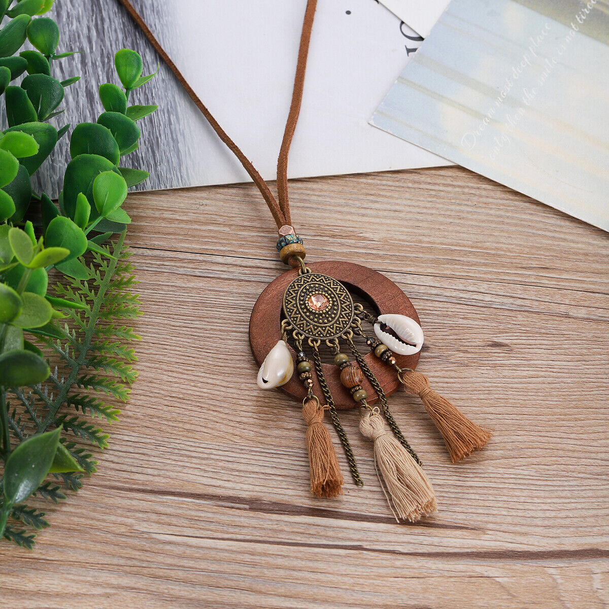 Vintage Ethnic Style Long Women Necklace Metal Chain Wheel Tassel Necklace Gift - Picture 17 of 20