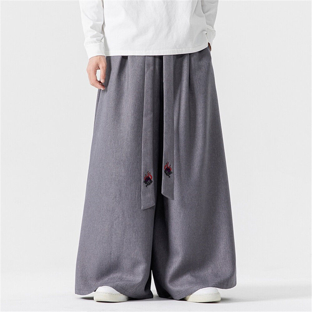 Pantalones holgados informales estilo chino para hombre entrenamiento holgados pantalones deportivos pantalones de pierna ancha - Imagen 19 de 24