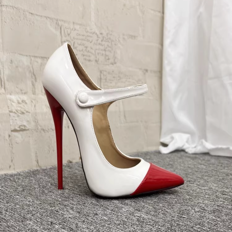Mujeres Sexy Zapatos de salón Tacón Súper Alto Punta Punta Correa al Tobillo Moda Fetiche Zapatos - Imagen 9 de 9
