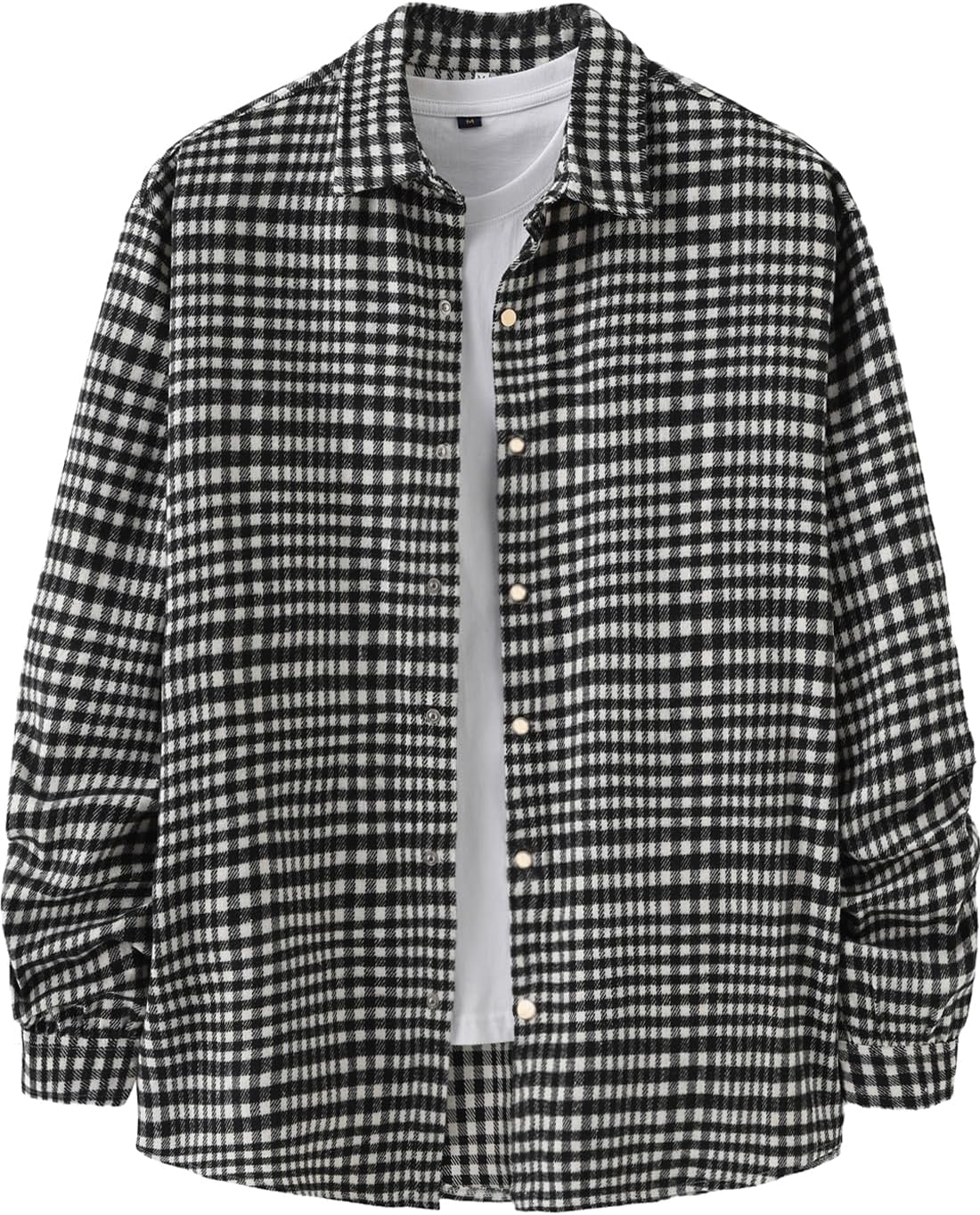 Mens Casual Cotton Plaid Shirts Long Sleeve Button-Down Flannel Overshirt Jacket - Picture 25 of 112