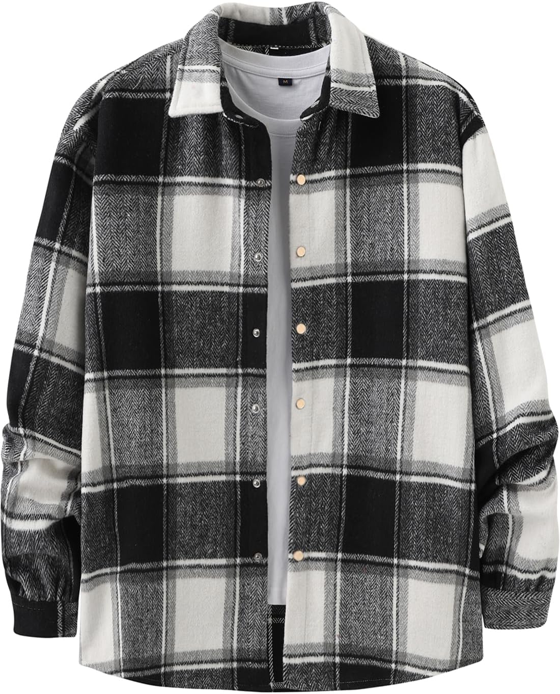Mens Casual Cotton Plaid Shirts Long Sleeve Button-Down Flannel Overshirt Jacket - Picture 31 of 112