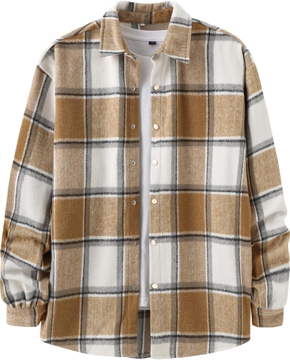 Mens Casual Cotton Plaid Shirts Long Sleeve Button-Down Flannel Overshirt Jacket - Picture 44 of 112
