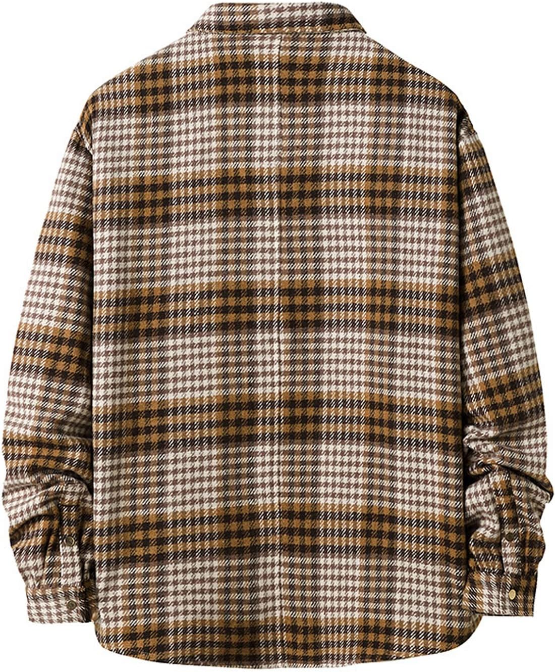 Mens Casual Cotton Plaid Shirts Long Sleeve Button-Down Flannel Overshirt Jacket - Picture 51 of 112