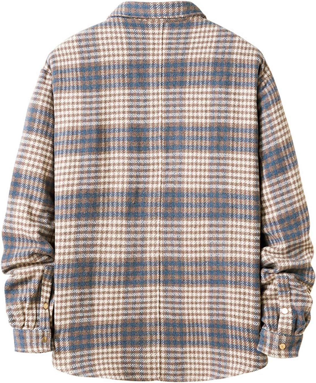 Mens Casual Cotton Plaid Shirts Long Sleeve Button-Down Flannel Overshirt Jacket - Picture 65 of 112