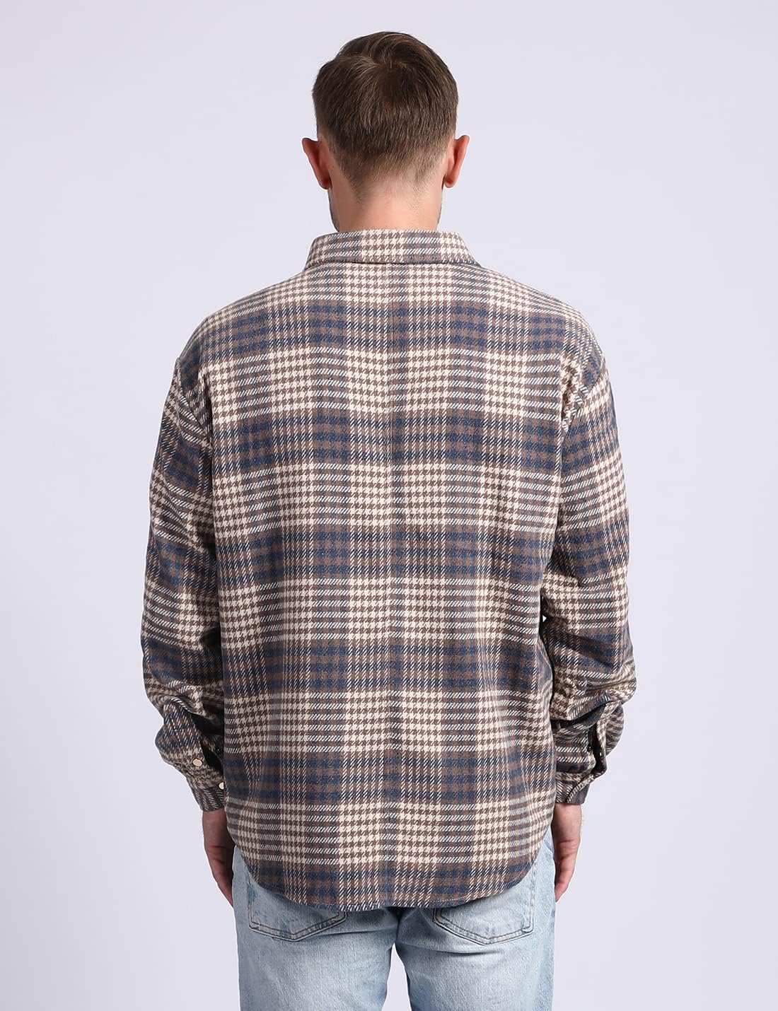 Mens Casual Cotton Plaid Shirts Long Sleeve Button-Down Flannel Overshirt Jacket - Picture 67 of 112