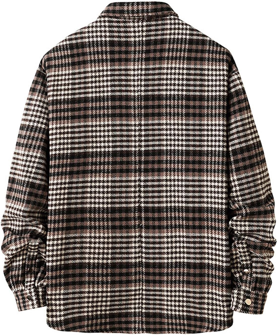 Mens Casual Cotton Plaid Shirts Long Sleeve Button-Down Flannel Overshirt Jacket - Picture 79 of 112