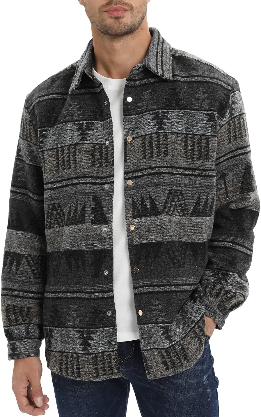 Mens Casual Cotton Plaid Shirts Long Sleeve Button-Down Flannel Overshirt Jacket - Picture 99 of 112