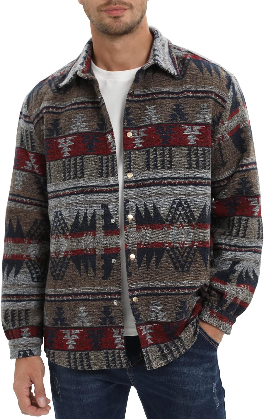 Mens Casual Cotton Plaid Shirts Long Sleeve Button-Down Flannel Overshirt Jacket - Picture 106 of 112