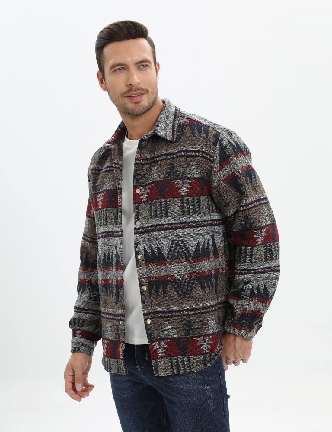 Mens Casual Cotton Plaid Shirts Long Sleeve Button-Down Flannel Overshirt Jacket - Picture 109 of 112