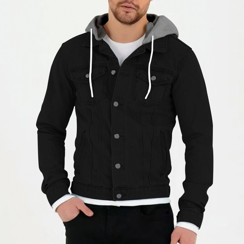 Men's Coat Spring Autumn Solid Color Windproof Warm Hooded Casual Sports Jackets - Picture 25 of 29