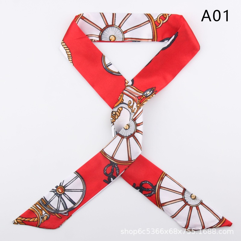 2pcs Skinny Long Silk Scarf Satin Ribbon Neck Tie Handle Bag Ribbons Headband - Picture 6 of 82