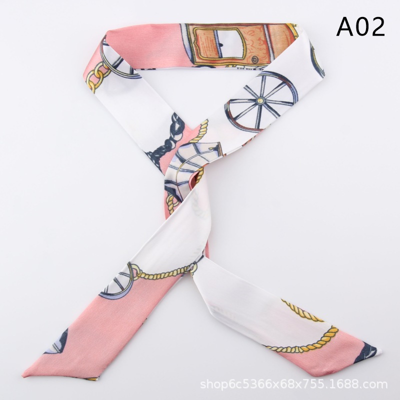 2pcs Skinny Long Silk Scarf Satin Ribbon Neck Tie Handle Bag Ribbons Headband - Picture 7 of 82