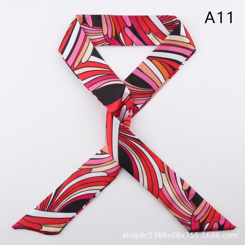 2pcs Skinny Long Silk Scarf Satin Ribbon Neck Tie Handle Bag Ribbons Headband - Picture 16 of 82