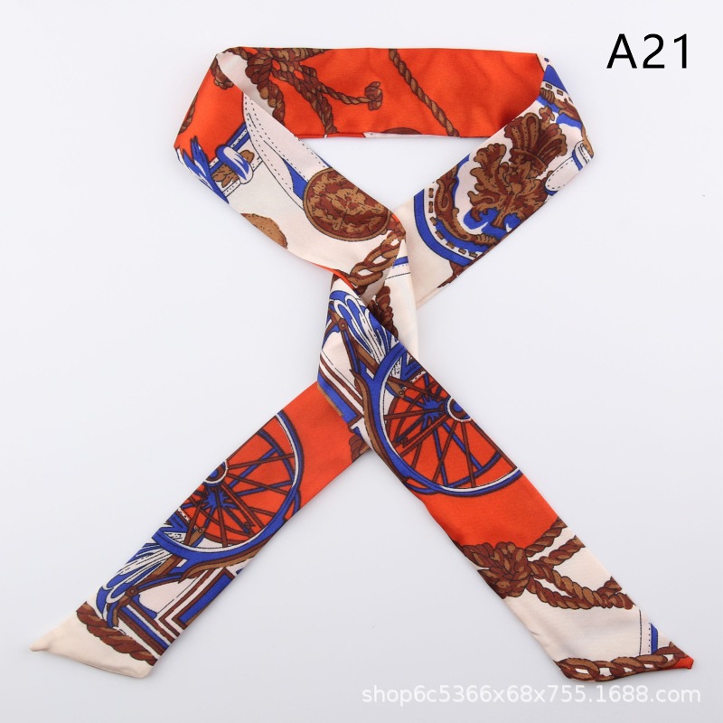 2pcs Skinny Long Silk Scarf Satin Ribbon Neck Tie Handle Bag Ribbons Headband - Picture 26 of 82