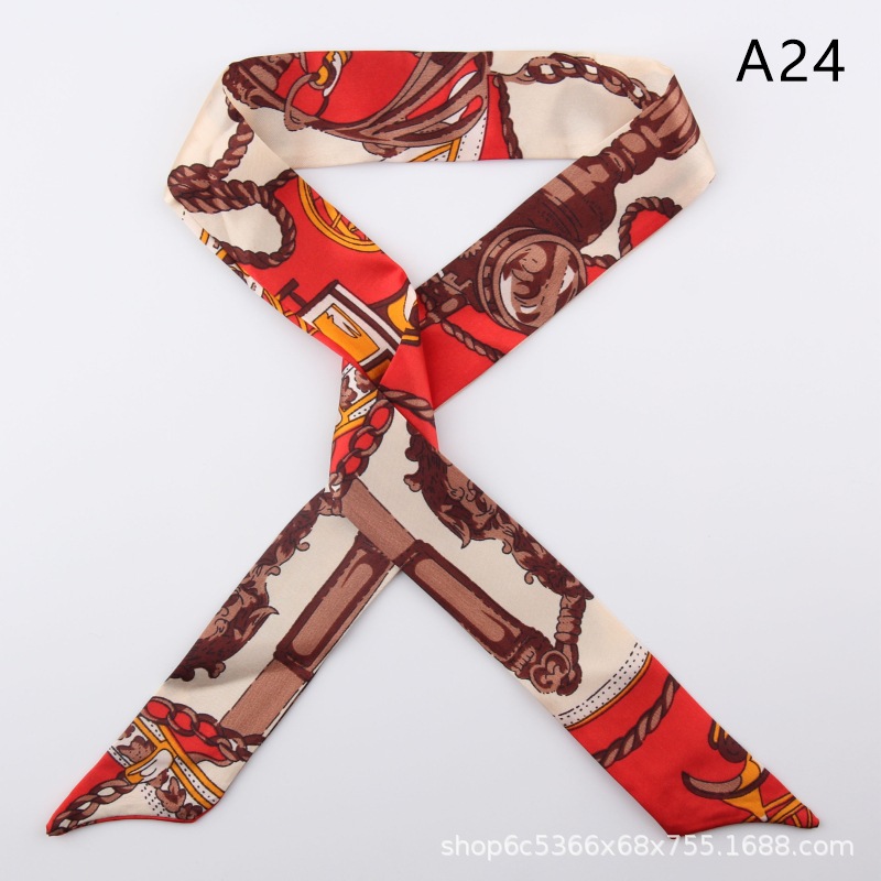2pcs Skinny Long Silk Scarf Satin Ribbon Neck Tie Handle Bag Ribbons Headband - Picture 29 of 82