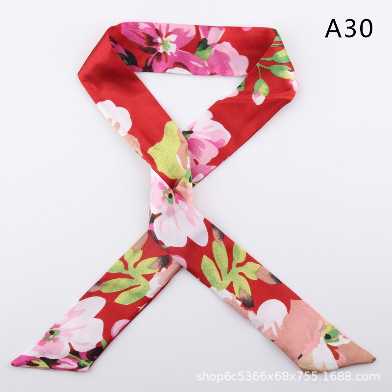 2pcs Skinny Long Silk Scarf Satin Ribbon Neck Tie Handle Bag Ribbons Headband - Picture 35 of 82