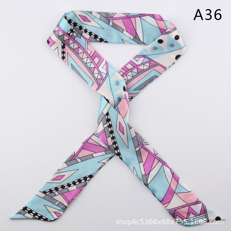 2pcs Skinny Long Silk Scarf Satin Ribbon Neck Tie Handle Bag Ribbons Headband - Picture 41 of 82