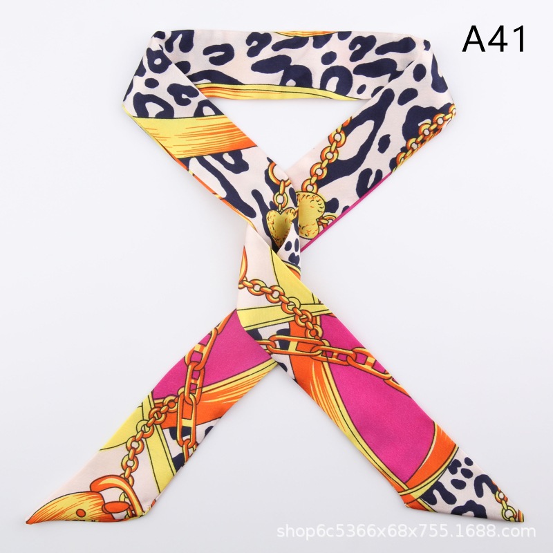 2pcs Skinny Long Silk Scarf Satin Ribbon Neck Tie Handle Bag Ribbons Headband - Picture 46 of 82