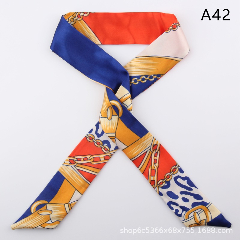 2pcs Skinny Long Silk Scarf Satin Ribbon Neck Tie Handle Bag Ribbons Headband - Picture 47 of 82