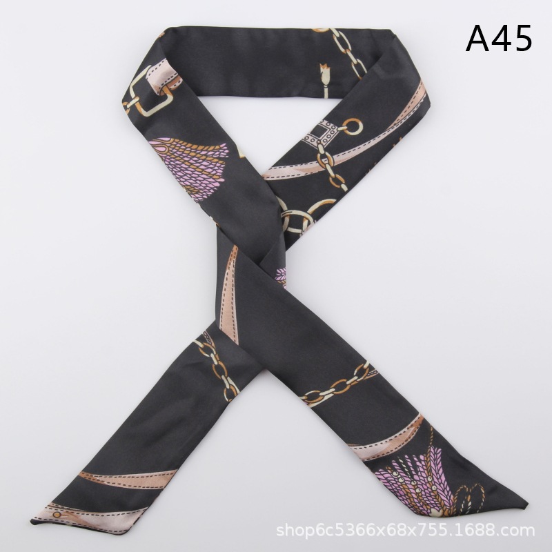 2pcs Skinny Long Silk Scarf Satin Ribbon Neck Tie Handle Bag Ribbons Headband - Picture 50 of 82