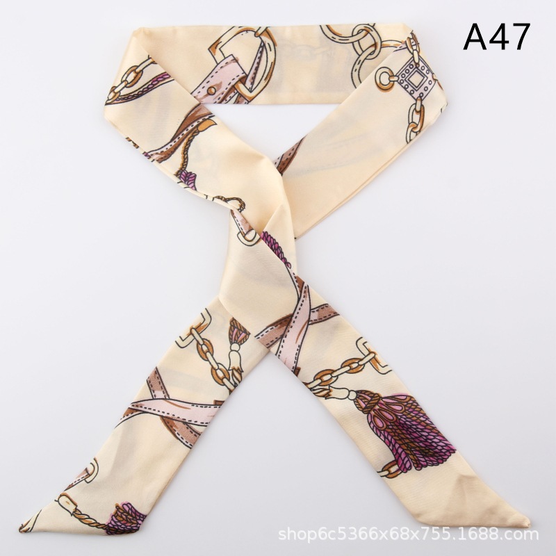 2pcs Skinny Long Silk Scarf Satin Ribbon Neck Tie Handle Bag Ribbons Headband - Picture 52 of 82