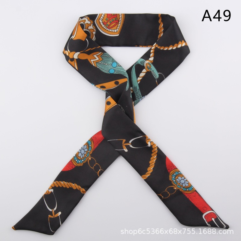 2pcs Skinny Long Silk Scarf Satin Ribbon Neck Tie Handle Bag Ribbons Headband - Picture 54 of 82