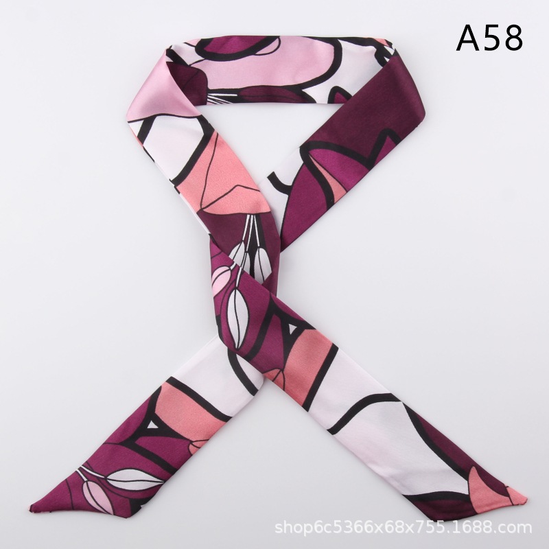 2pcs Skinny Long Silk Scarf Satin Ribbon Neck Tie Handle Bag Ribbons Headband - Picture 63 of 82