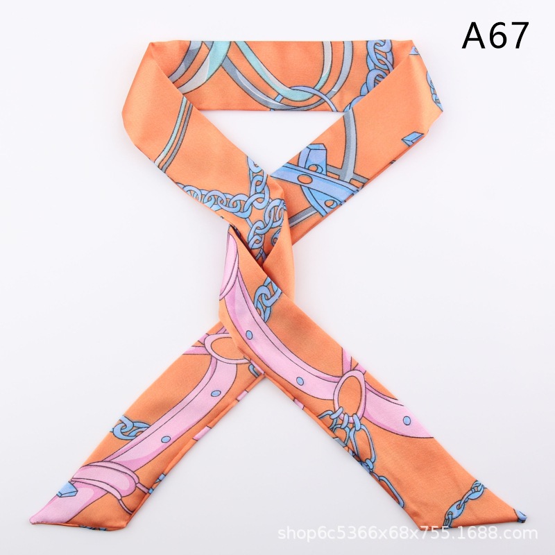2pcs Skinny Long Silk Scarf Satin Ribbon Neck Tie Handle Bag Ribbons Headband - Picture 72 of 82