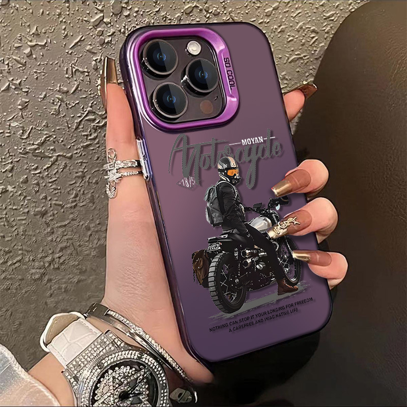 Hot For iPhone 16max trendy men's motorcycle 12 color silver MD protective case - Picture 32 of 34