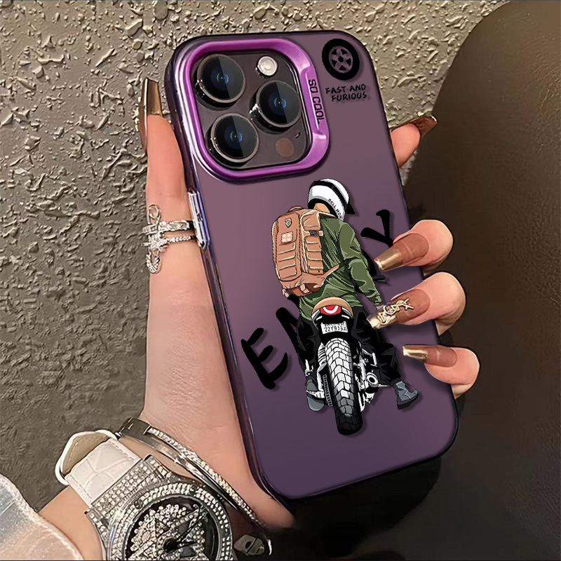 Hot For iPhone 16max trendy men's motorcycle 12 color silver MD protective case - Picture 33 of 34