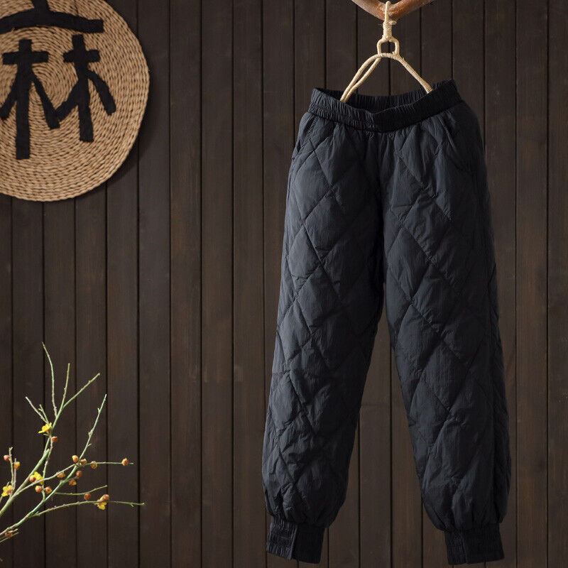 Womens Loose Lightweight Down Puffer Pants High Waist Winter Warm Long Trousers - Bild 22 von 25