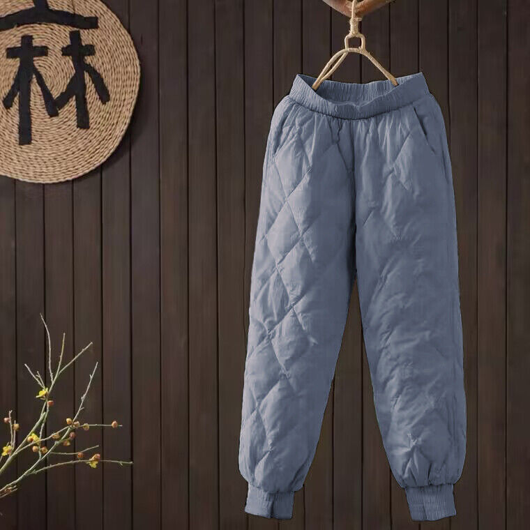 Womens Loose Lightweight Down Puffer Pants High Waist Winter Warm Long Trousers - Bild 24 von 25