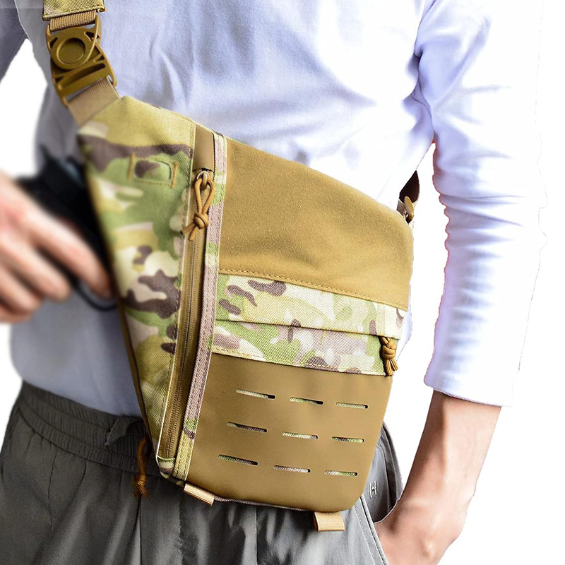 Bolso de pecho táctico antirrobo para hombre bandolera mensajero eslinga pistola lateral funda - Imagen 22 de 22