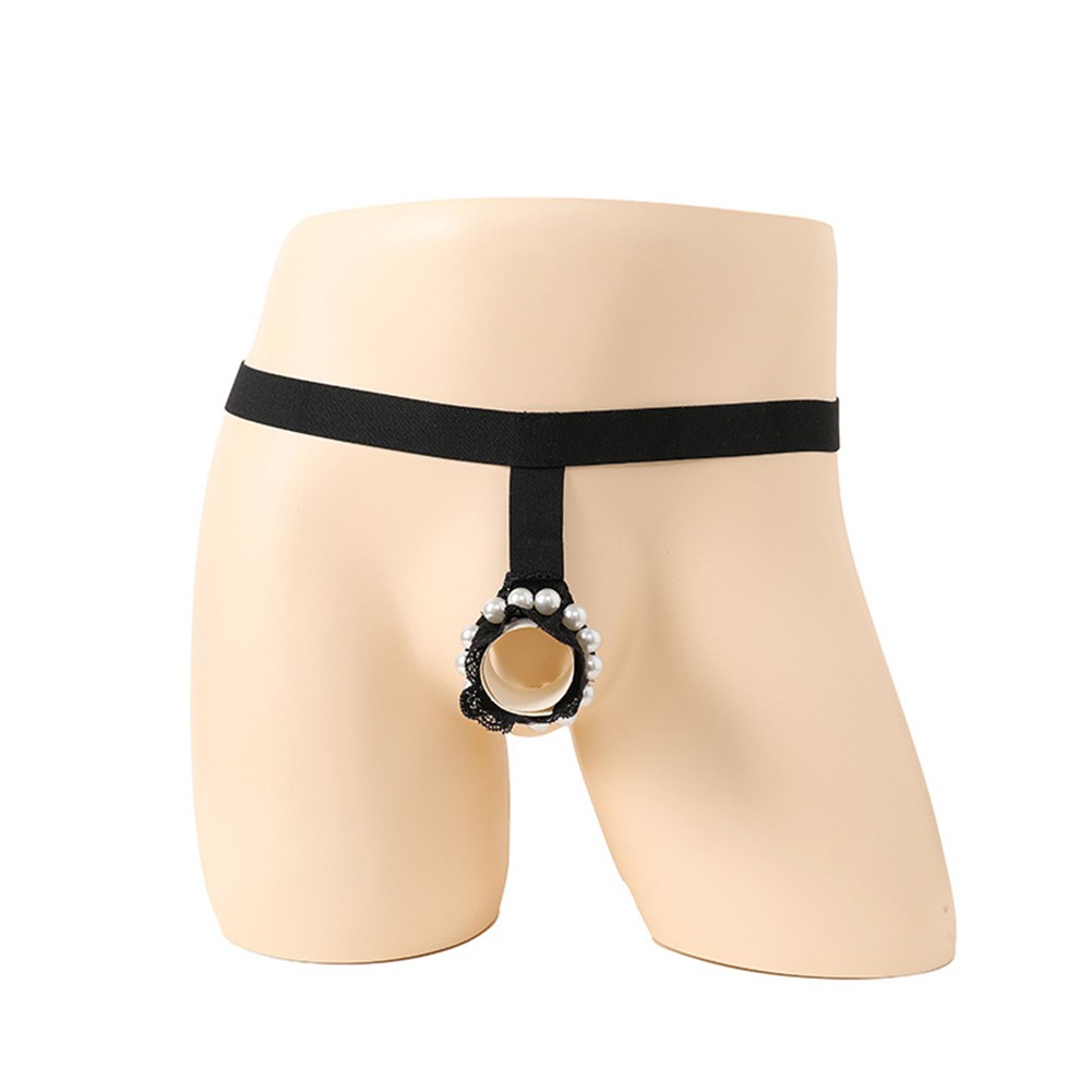 Sexy ropa interior calzoncillos Sissy calzoncillos de encaje con cuentas anillo tórico de encaje para hombre - Imagen 28 de 32