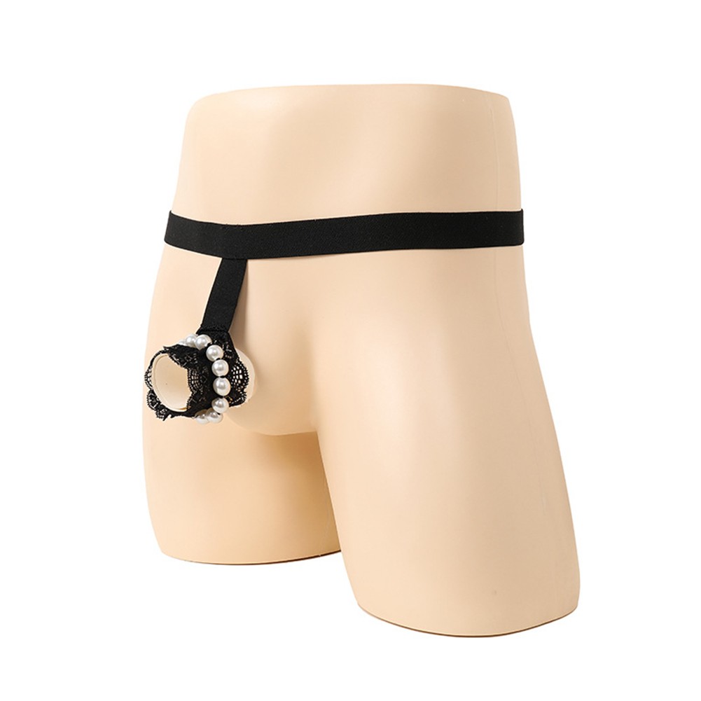 Sexy ropa interior calzoncillos Sissy calzoncillos de encaje con cuentas anillo tórico de encaje para hombre - Imagen 30 de 32