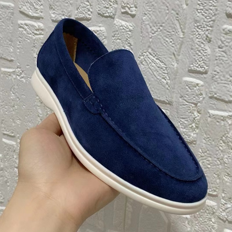 Men's Summer Casual Loafers Faux Suede Slip-On Flat Driving Shoes Plus Size - Picture 13 of 14